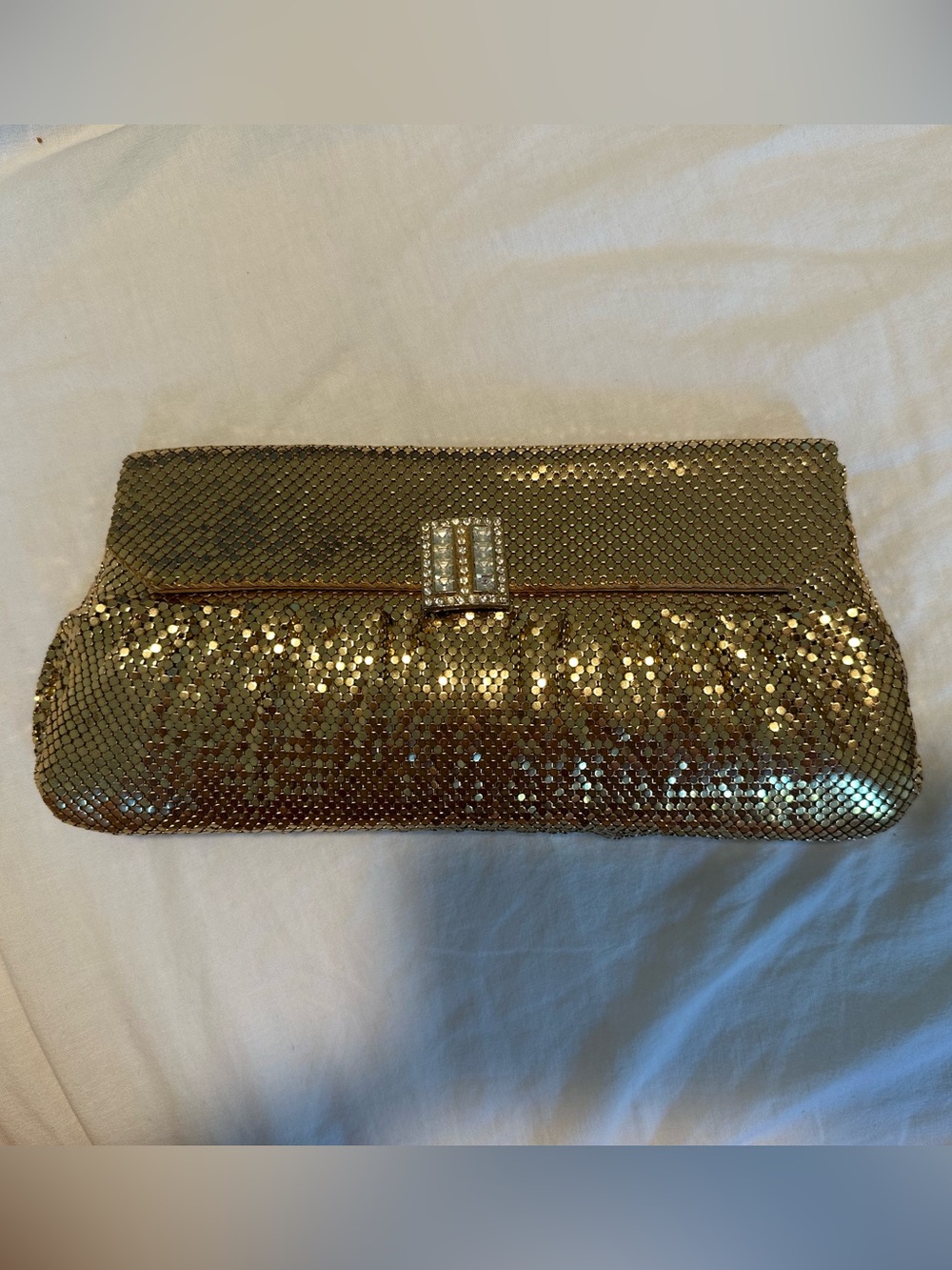 Vintage Whiting & Davis gold metal mesh clutch